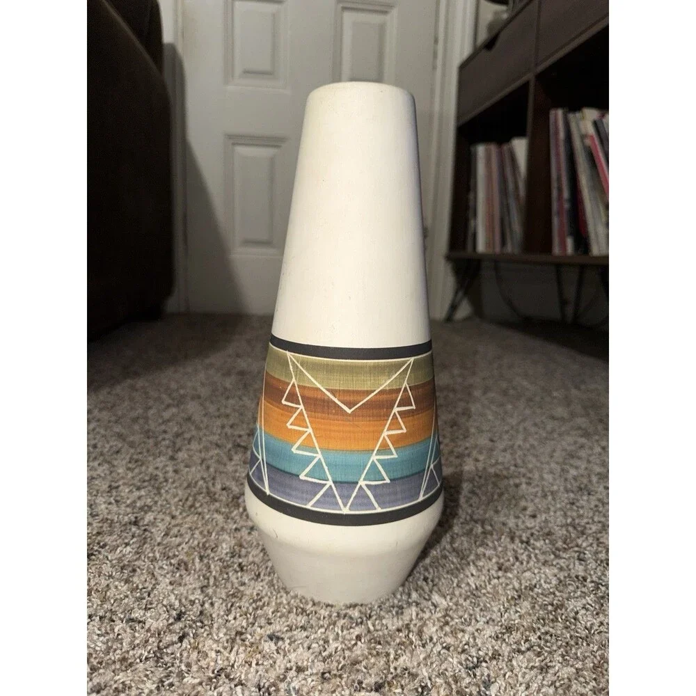 Vintage Sioux Pottery Janis Hand Painted Native American Vase w/ Brochure